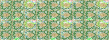 Raster illüstrasyonu. Klasik klasik klasik arka plan. Geleneksel oryantasyon süsü. Klasik Raster altın desenini çiz. Yeşil renkler ve altın elementler üzerine çizim deseni.