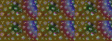 Klasik çiçekler. El çizimi, soyut ve süslü elementler. Yeşil ve kahverengi renkler. Suluboya resim taklit Raster çizimi. Yaz çiçekleri teması.