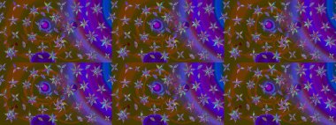 Raster çiçek desenli çiçek deseni, yapraklar, dekoratif elementler, sıçrama, lekeler, el çizimi kontur çizgileri ve Doodle çizim stili, grafik raster çizim çizimi.