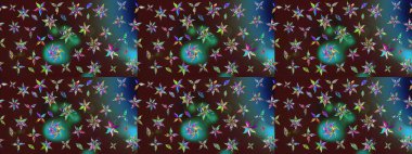 Çiçekli karalama şeklinde Raster çiçek deseni. Nazik, narin çiçek arkaplanı. Kahverengi ve mavi renkte çiçekler.