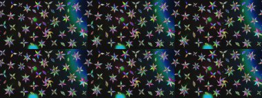 Raster Illustrasyon 'daki Çiçek Deseni' nin son moda çizimi. Güzel kumaş deseni. Renkli Yaz Temalı eskiz kalıbı. Düz Çiçek Elementleri Tasarımı.