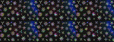 Yapraklı çiçekler ve kır ve mavi renkli papatya çiçekleri. Eskiz arkaplan modeli. Raster - stok.