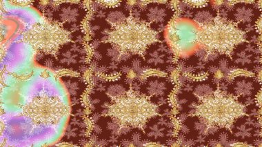 Raster oryantal süs. Altın elementlerle bej renklerde altın desen. Altın deseni çiz.