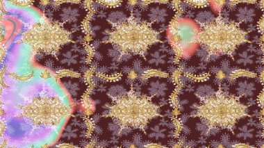 Kahverengi renklerde Raster altın deseni. Soyut duvar kâğıdı, ambalaj dekorasyonu. Altın kar tanesi basit bir çizim kalıbı. Kışın sembolü, Mutlu Noel tatili, Mutlu yıllar 2019.