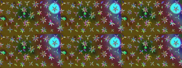 Yaprak ve çiçeklerin suluboya resimleri, yeşil ve kahverengi renkler üzerine çizimler. Raster illüstrasyonu. Yeşil ve kahverengi renklerde bahar çiçekleri..