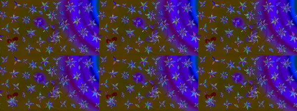 Çiçekli karalama şeklinde Raster çiçek deseni. Yumuşak, bahar çiçekli arka plan. Kahverengi ve mor renkte çiçekler.