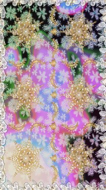 Kına dövmeli süs çiçekleri, altın çıkartmalar, mehndi ve yoga tasarımı, kartlar ve parmak izleri. Tarafsız ve gri renklerde desen. Raster altın mehndi kusursuz desen.