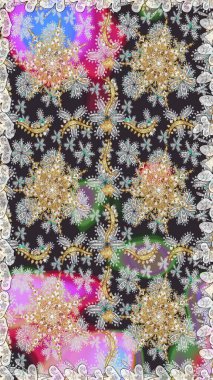 Damask kusursuz yinelenen arkaplan. Doku arka planında altın duvar kâğıdı. Gri ve nötr renklerde altın element. Barok tarzında altın çiçekli süs..