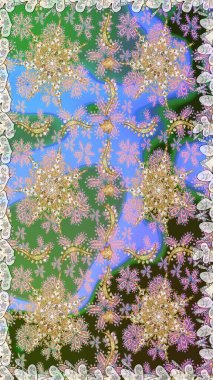 Tarafsız ve yeşil renklerde altın elementlerle kusursuz desen. Geleneksel oryantasyon süsü. Klasik klasik klasik arka plan. Klasik raster altın pürüzsüz desen.