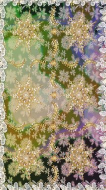 Tarafsız ve bej renklerde altın elementler. Şık bir grafik desen. Kusursuz raster arka plan. Duvar kâğıdı barok, İspanyol kumaşı. Çiçek deseni.