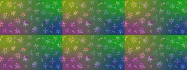 Çiçek desenli eskiz. Gömlek baskısı için çiçek boyası. Yeşil ve mavi renkte çiçekler.