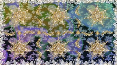 Noel, kar tanesi, yeni yıl 2019. Gri ve nötr renklerde altın elementlerle kusursuz klasik desen.