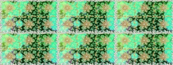 Doğu tarzı arabesk tarzında altın elementler. Raster altın pürüzsüz desen. Kusursuz altın desenli bukleler. Yeşil ve nötr renklerde pürüzsüz desen.