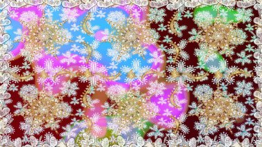 Tarafsız ve kahverengi renklerde altın desenli altın elementler. Barok tarzında duvar kağıdı tasarımı için kusursuz damaske deseni arkaplanı. Süslü raster dekorasyonu.