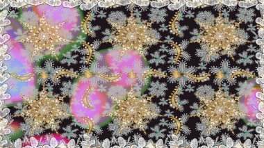 Gri ve nötr renklerde Raster altın deseni. Kış sembolü, Mutlu Noeller, Mutlu yıllar 2019. Altın kar taneleri basit, pürüzsüz desen. Soyut duvar kağıdı, ambalaj dekorasyonu.