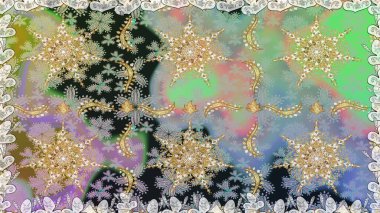 Barok tarzında altın çiçekli süs. Damask kusursuz yinelenen arkaplan. Doku arka planında altın duvar kâğıdı. Tarafsız ve gri renkler üzerine altın element.