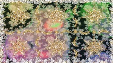 Tarafsız ve gri renklerde, altın elementli klasik, pürüzsüz desen. Raster illüstrasyonu.