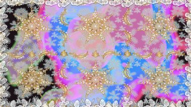 Raster geometrik arka plan. Tarafsız ve gri renklerde altın çiçekli altın desenler. Altın rengi, kusursuz çizim. Senin tasarımın için, duvar kağıdı..