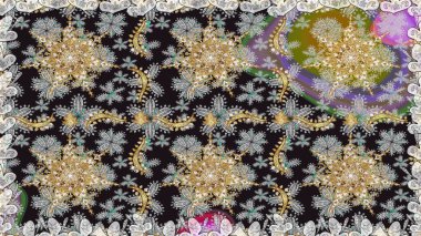 Klasik raster şablonu. Gri, nötr ve altın desenli. Tekrarlayan ögelerle kusursuz soyut arkaplan.