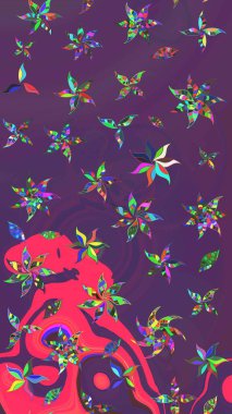 Robot resim. Küçük çiçekteki sevimli çiçek deseni. Raster illüstrasyonu.