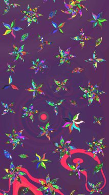 Mor ve mor renkli çiçekler. Düz Çiçek Elementleri Tasarımı. Güzel çiçek deseni. Renkli Bahar Teması çizim şablonu.