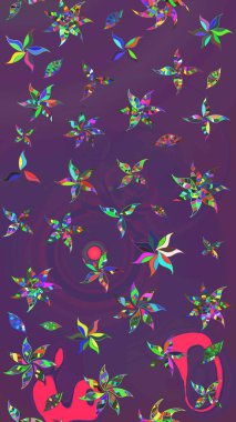 Eskiz tarzı mor ve mor renkte. El yapımı çiçek ve bitki koleksiyonu. Raster illüstrasyonu. Şirin karalamalı çiçek desenli çizim. Raster illüstrasyonu.