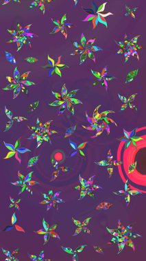 Hediye ambalaj kağıdı, tebrik kartları, posterler ve pankart tasarımı. Raster düz çiçek çizim deseni. Mor ve mor renkte çiçekler.