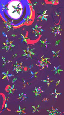 Suluboya çiçekli çiçek deseni. Mor ve mor renkli Asya tekstili. Raster illüstrasyonu.