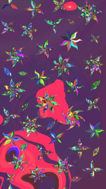 Küçük renkli çiçekler. Robot resim. Moda baskıları için zarif bir şablon. Küçük çiçekte güzel bir desen. Motley illüstrasyonu. Çiçekli yaz çiçekleri.