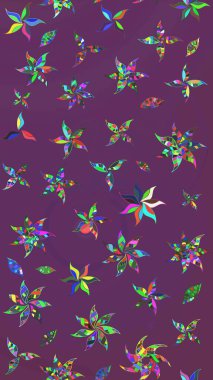 Hediye ambalaj kağıdı, tebrik kartları, posterler ve pankart tasarımı. Raster düz çiçek çizim deseni. Mor ve yeşil renkte çiçekler.