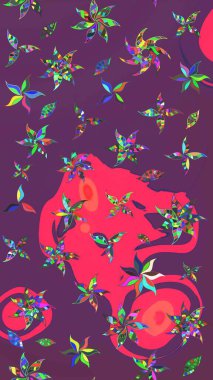 Modern, mor ve pembe raster arka plan duvar kâğıdı çizgileri, desenli desenli desenli çiçekler, çiçekli süslemeler. Çiçekli el çizimi çizimi deseni.