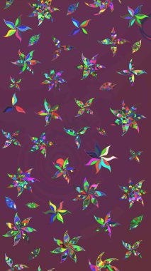 Kahverengi ve mor çiçekli eskiz deseni, suluboya çiçek deseni, sevimli çiçek, duvar kağıdı, kart veya kumaş için fayanslı. Raster - stok.