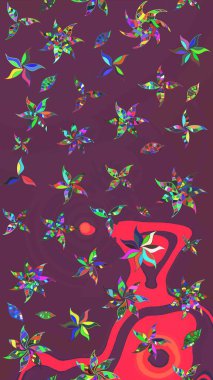 Çiçekli çiçek deseni, suluboya. Raster deseni. Süslü kumaş deseni.