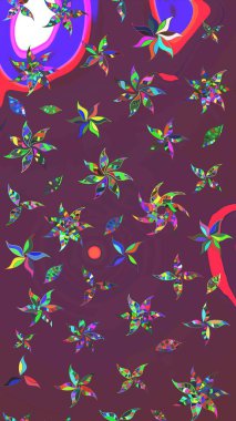 El yapımı çiçek ve bitki koleksiyonu. Raster illüstrasyonu. Eskiz tarzı kahverengi ve mor renkte. Şirin karalamalı çiçek desenli çizim. Raster illüstrasyonu.