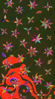 Millefleur 'lar. Tekstil, kumaş, kapaklar, duvar kağıtları, baskı, naylon, koleksiyon defteri, örgü, dekupaj için güzel bir eskiz. Küçük yeşil ve gri renkte güzel bir besin torbası deseni, çiçekler..