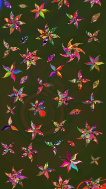 Yeşil ve gri renkte yaz çiçekleri. Raster illüstrasyonu. Raster çiçek desenli ve çiçekli..