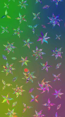 Çiçek desenli eskiz. Gömlek baskısı için çiçek boyası. Yeşil ve mavi renkte çiçekler.