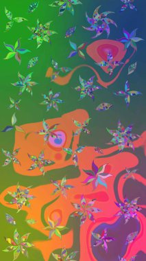 Çizim kalıbı. Ultraviyole kumaş deseni. Raster illüstrasyonu. Organik motif arkaplanı.