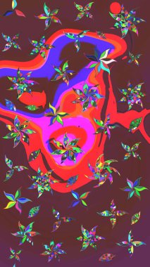 Güzel kumaş deseni. Küçük çiçekteki sevimli çiçek deseni. Güzel karalamalı çiçek desenli çizim. Raster illüstrasyonu.