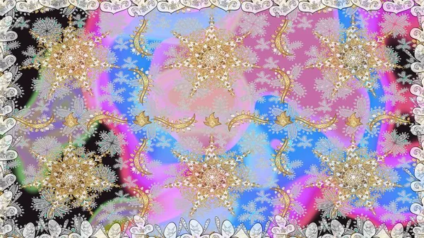 Raster geometrik arka plan. Tarafsız ve gri renklerde altın çiçekli altın desenler. Altın rengi, kusursuz çizim. Senin tasarımın için, duvar kağıdı..