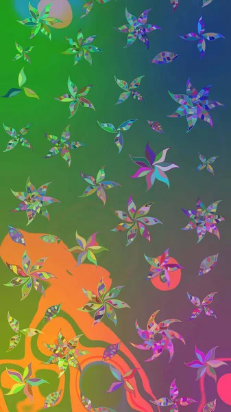 Nazik, narin çiçek arkaplanı. Yeşil ve mavi renkte çiçekler. Raster çiçek desenli ve çiçekli..