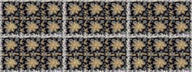 Gri ve siyah renkleri altın elemanları ile sorunsuz vintage desen. Noel, kar tanesi, yeni yıl 2019.