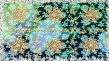 Klasik klasik klasik arka plan. Tarafsız ve mavi renklerde altın elementlerle kusursuz desen. Kusursuz klasik raster altın desenli. Geleneksel oryantasyon süsü.