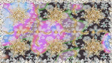 Klasik çiçek dokusu. Kusursuz desenli altın elementler. Altın şablon. Kart, duvar kağıdı, ambalaj ve tekstil için klasik tasarım. Raster illüstrasyonu. Gri ve nötr renkler üzerinde kraliyet retro.