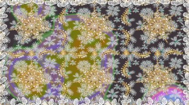 Barok tarzında kusursuz bir doğulu süsü. Gri ve nötr renklerde altın elementlerle geleneksel klasik altın raster deseni.