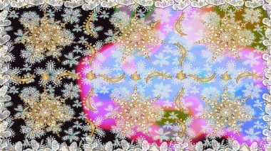 Geleneksel raster ve altın desen. Gri ve nötr renkler üzerinde klasik oryantal desen. Damask pürüzsüz süsü.