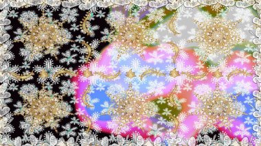 Kusursuz altın desen. Tarafsız ve gri renklerde altın elementlerle kusursuz desen. Raster doğulu süsü.