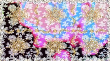 Arkaplan, kumaş, altın duvar kağıdı. Raster altın pürüzsüz desen. Tarafsız ve bej renklerde altın desenli altın elementler. Düz elle çizilmiş vintage koleksiyonu.