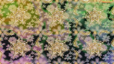 Altın şablon. Raster illüstrasyonu. Kusursuz desenli altın elementler. Tarafsız ve gri renklerin kraliyet retro 'su. Kart, duvar kağıdı, ambalaj ve tekstil için klasik tasarım. Çiçeksel klasik doku.