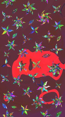 Çiçekler suluboya tarzında kahverengi ve kırmızı renklerde. Kahverengi ve kırmızı renkte çiçekler olan çiçek deseni çiz.